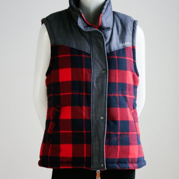 NWT Bench Denim Buffalo Plaid Fleece Lined Vest - Picture 2 of 7